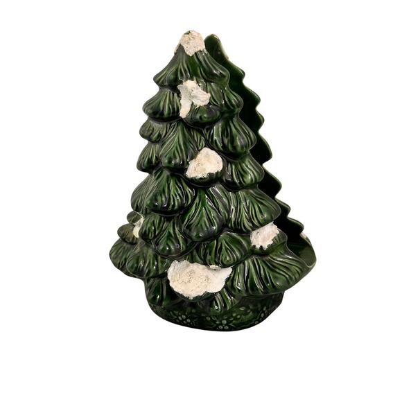 VINTAGE HOLLAND MOLD CERAMIC CHRISTMAS TREE CARD HOLDER NAPKIN HOLDER - Picture 3 of 4